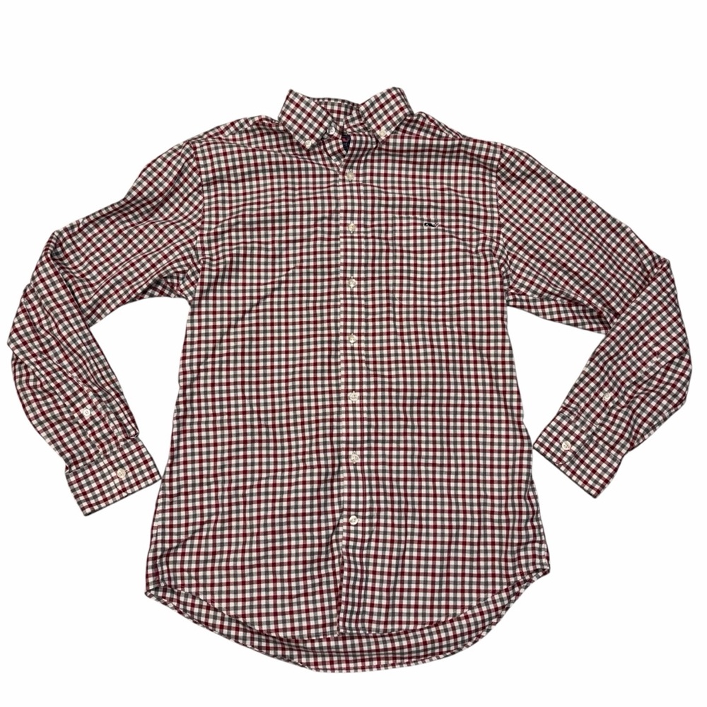 Vineyard Vines Slim Fit Gingham Plaid Long Sleeve Tucker Shirt size Medium